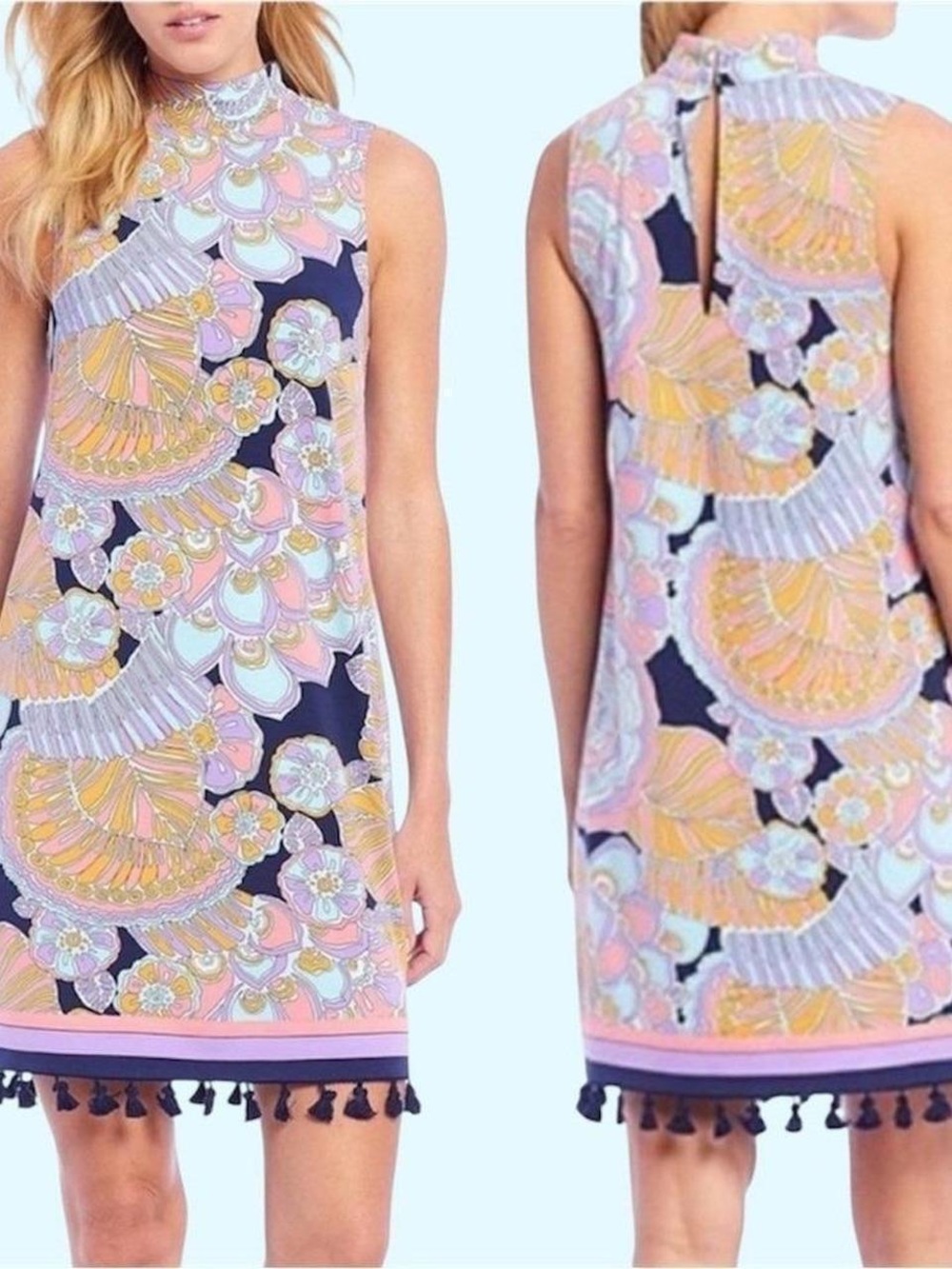 New!! Trina Turk Gull Cocktail Dress Sleeveless with Tassels